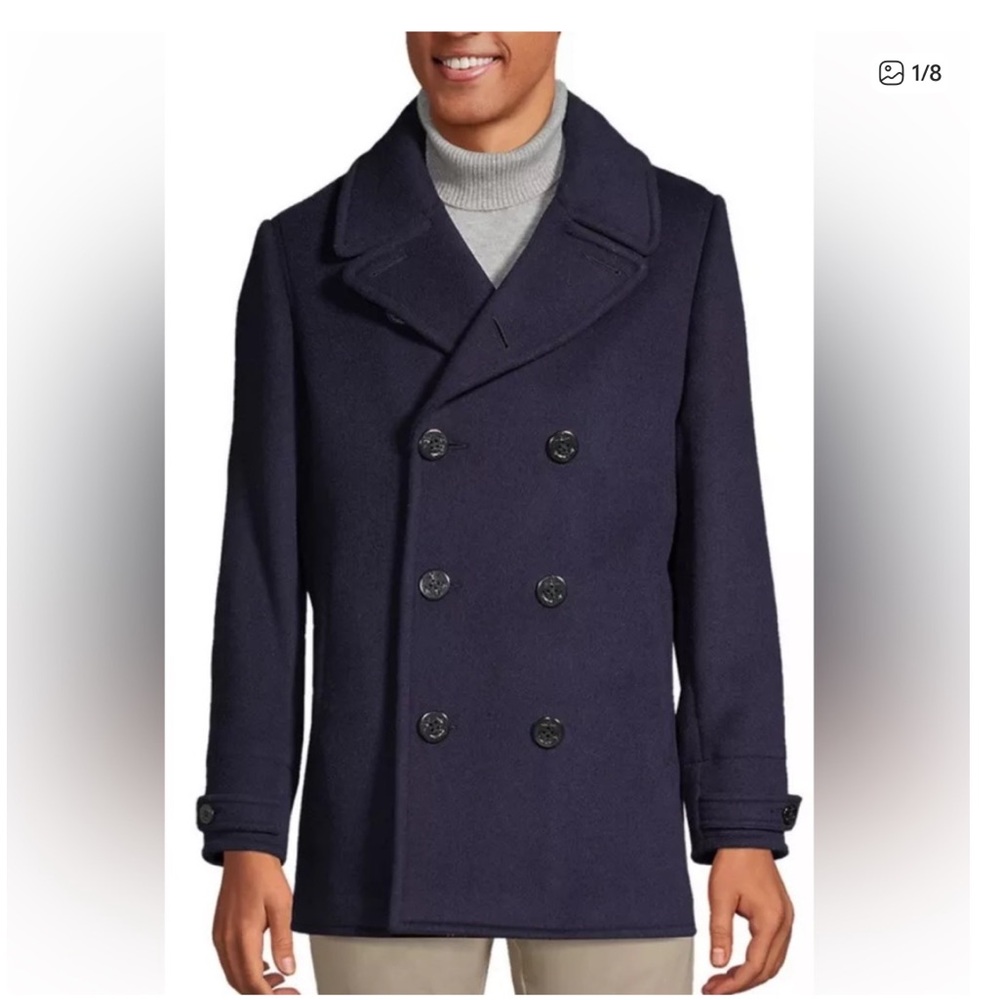 Lands End NEW men’s wool pea coat size m 38-40